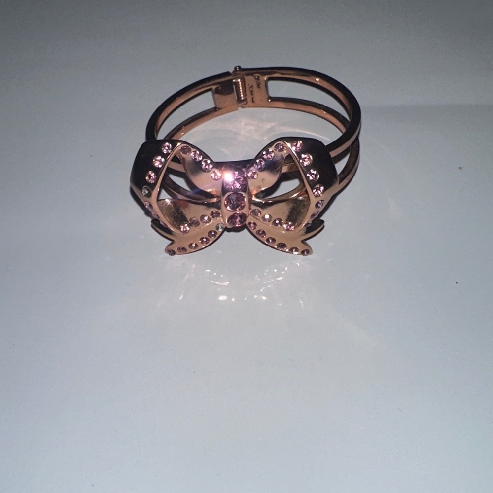 Betsey Johnson Rose Gold Tone and Pink Bow Bracelet